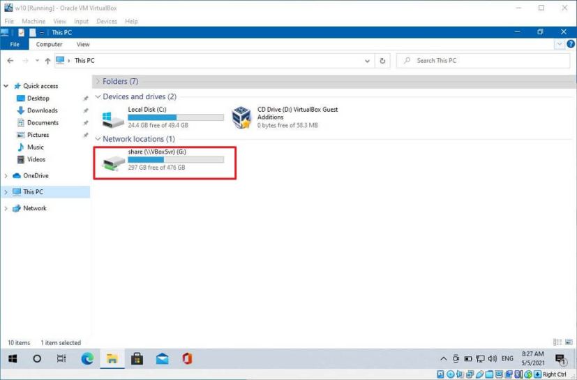 Windows 10 vm mapped drive