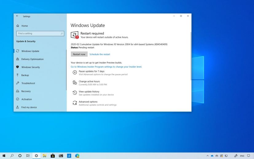 Windows 10 update KB4540409