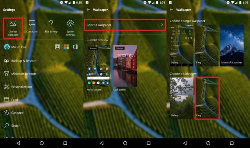 Microsoft Launcher Lock screen with Bing images option