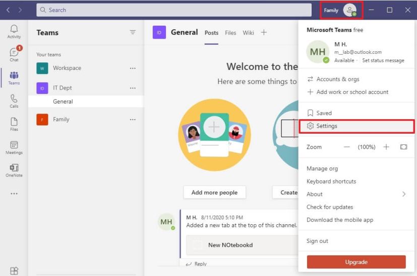 Microsoft Teams settings