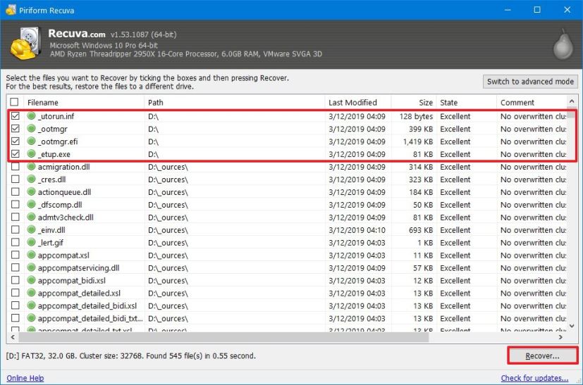 Recover deleted files on Windows 10