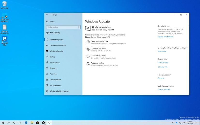 Windows 10 build 18855