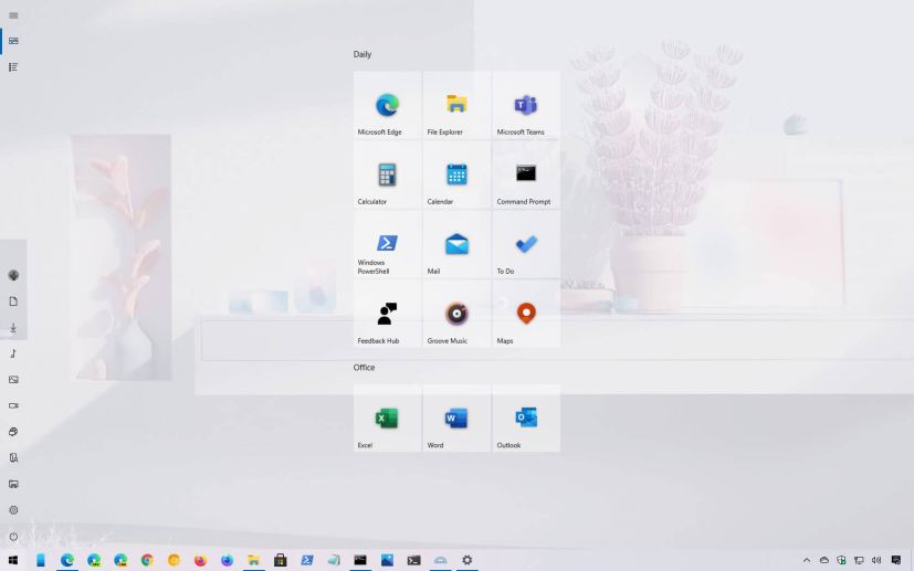 Windows 10 Start menu in full screen