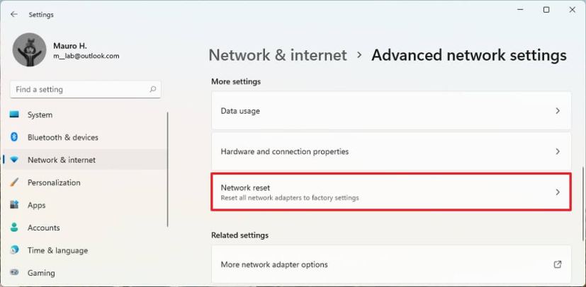 Windows 11 network reset 